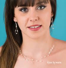 Wedding Bridal Jewelry earrings drop shaped ivory and transparent beads