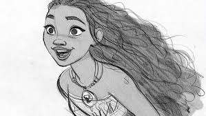 Continue drawing the line from the top. Black White Sketch How To Draw A Woman Moana Drawing Long Wavy Hair Necklace Girl Face Drawing Black And White Drawing Drawings
