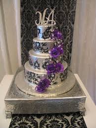 Black And Silver Wedding Cake Ideas Pin By Robbin Kirkbride On Cakes Cookies And Cupcakes Silver Wedding Cake Purple And Silver Wedding Purple Wedding Cakes
