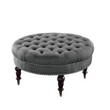 Ships free orders over $39. Linon Home Decor Isabelle Charcoal Accent Ottoman 420057cha01u The Home Depot In 2021 Round Tufted Ottoman Tufted Ottoman Round Ottoman
