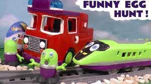 Funny Funlings Train And Fire Truck Fun Kinder Egg Hunt With Toy Vehicle Fire Trucks Toy Vehicles Egg Hunt