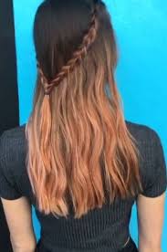 Normally you'd go 4 to 5 levels lighter for the lengths and ends, for example from a brown at the roots to a very light blonde on. Peach Dip Dye And Braid Peach Hair Brown Ombre Hair Dip Dye Hair