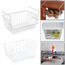 White Kitchen Under Shelf Storage Basket Rack Cabinet Holder Kitchen Under Table Shelf Baskets Storage Under Shelf Storage Storage Baskets