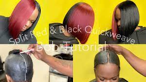 Blunt cut quick weave bob. Red Black Blunt Cut Quickweave Bob Tutorial Couldn T Decide We Did Both Protective Cap Youtube