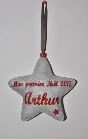 Noel Decoration Boule De Noel 1 Etoiles Mon Premier Noel Grise Personnalisee Brodee A Suspendre Pour Enfant Famille Sapin Sapin Decoration Boule De Noel Noel