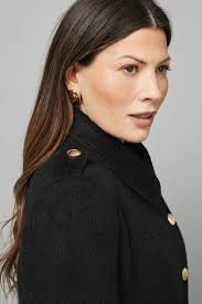 Military Coat Black Women's Coat Wallis Military Coat Ladies Black  Funnel Neck Coat Jackets Coats Double