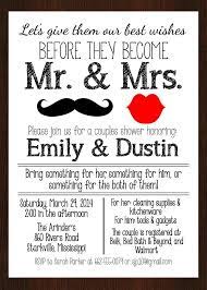 Printable Mr Mrs Couples Wedding Shower Invitation Lips And Mustache R Couples Wedding Shower Invitations Couples Bridal Shower Wedding Shower Invitations