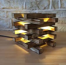 Rustic Table Lamp Burnt Wood Lamp Handmade Desk Lamp Unique Etsy In 2020 Wood Lamps Wooden Lamp Wooden Table Lamps