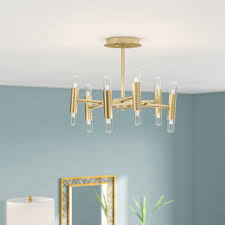 Modern sputnik chandelier semi flush mount ceiling light fixture 6 lights uk. Ivy Bronx Mottla 12 Light 16 Sputnik Modern Linear Semi Flush Mount Reviews Wayfair