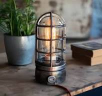 Industrial Touch Lamp with Vintage Edison Bulb - The Iron Cage