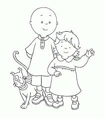 Caillou And Rosie And Their Cat Gilbert Coloring Page Coloring Sun Caillou Coloring Pages Color