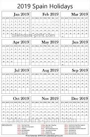 2019 Bank Holidays Spain With Images Holiday Calendar Calendar Template Free Calendar Template