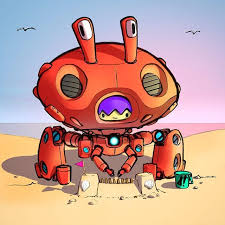 Marchofrobots 17 26 Day At The Beach Two Legged Crab Robot Sure We Not Very Loose Pencil Marchofrobots2017 Character Design Robot Cute Robots Characters