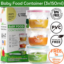 Toddlerfinest Baby Food Storage Bpa Free Glass Containers Set 3 Pack