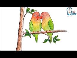 Bird Sitting On Tree Drawing For Kids How To Draw Two Parrots On A Branch Of Tree Step By Step Youtube Drawings Tree Drawing Tree Drawing For Kids