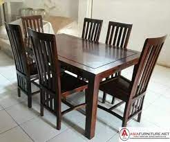 Meja makan super + 4 kursi sydney (warna coffee brown). Set Meja Makan Santos 6 Kursi Asia Furniture Jepara