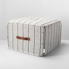 Black And White Striped Ottoman Ottoman Pouf Stripe Gray Hearth Hand With Magnolia Pouf Ottoman Pouf Ottoman Living Room Ottoman