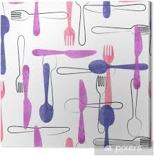 Es sind mehr als 42.000.000 stockfotos. Leinwandbild Aquarell Besteck Nahtlose Muster In Rosa Und Lila Farben Vector Hintergrund Mit Loffel Gabeln Und Messer Pixers Wir Leben Um Zu Verandern
