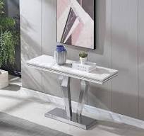 Amazon.com: Mesa consola de mármol sintético blanco, mesas ...