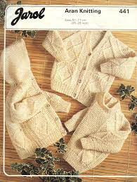 Australian country spinners, aus spinners, panda, shepherd, patons, cleckheaton, hand knitting, crochet, patterns, free patterns, knitting publications, crochet publications, worsted yarn. Jarol Knitting Pattern 441 Childrens Aran Sweater Cardigan And Jacket 20 28in Aran Knitting Amazon Co Uk Books