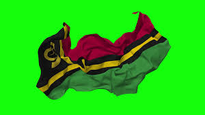 Vanuatu Flag Seamless Looping Flying in Wind, Looped Bump Texture Cloth  Waving Slow Motion, Chroma Key, Luma Matte Selection of Flag, 3D Rendering