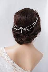 1920s Wedding Headpiece With Swags Vintage Bridal Headpiece Hair Chain Style Accessory 1920s Wedding Dress In 2020 Bridal Headpiece Vintage 1920s Wedding Dress Wedding Hair Accessories Vintage