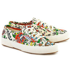 Details About Superga 2750 Fantasy Cotu Fashion Sneakers Womens Tattoo Flash Offwht S001w00