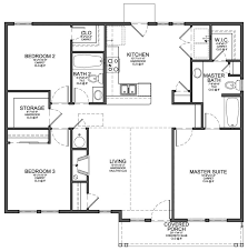 Four bed room fashionable type home plan. Floor Plan For Small 1 200 Sf House With 3 Bedrooms And 2 Bathrooms Evstudio