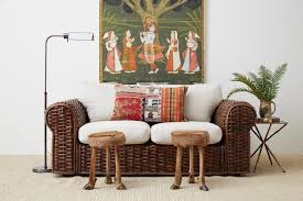 With a wide flat weave and twisted cords entwined together by hand into a variety of designs, tropikane ® woven furniture is durable and stands the test of time. Ralph Lauren Home Polo Collection Woven Rattan Settee For Sale At 1stdibs