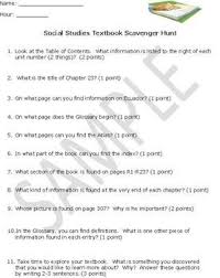 Social Studies Textbook Scavenger Hunt Textbook Scavenger Hunt Social Studies Textbook Social Studies