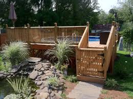 A small above ground pool placed parallel to the back of this house with a connected patio / deck. 75 Beautiful Aboveground Pool Pictures Ideas May 2021 Houzz