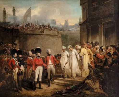 Bonhams : Henry Singleton (London 1766-1839) The Surrender of the two sons of Tipu Sultan to Major General David Baird, Oil on Canvas