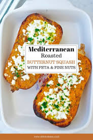 Mediterranean Baked Butternut Squash With Feta Recipe Vegetarian Recipes Easy Baked Butternut Squash Quick Vegetarian Meals