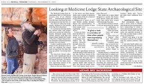 Article About Medicine Lodge By The Powell Tribune Medicine Lodge Medicine Archaeological Site