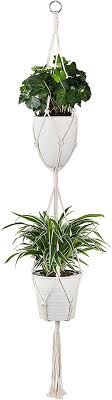 Free delivery over £40 to most of the uk great selection excellent customer service find everything for a.plant pots & planters. Buy Vaincre Macrame Plant Hangers 2 Tier Indoor Outdoor Home Decor Hanging Plant Holder Hanging Planter Stand Flower Pots For Decorations Cotton Rope 4 Legs 47 Inch Cream White Online In Taiwan B089cnhby1