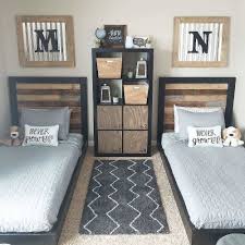 This boy's bedroom features white walls with a world map decor near the study table set on the hardwood flooring. How To Build An Easy Twin Headboard And Platform Bed Diy Boy Bedroom Design Twin Boys Room Boys Bedrooms