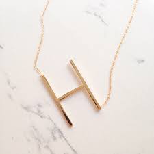 Large Initial Necklace Letter Alphabet Personalized Sideways Etsy Initial Necklace Initial Necklace Gold Letter Necklace