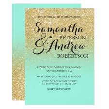 Chic Gold Glitter Mint Green Modern Wedding Invitation Zazzle Com In 2021 Wedding Mint Green Green Themed Wedding Mint Green Wedding Theme