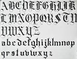 Punches are marked for easy letter orientation: Old English Calligraphy Alphabet Black Letters Using Uppercase And Lowercase Letters Lettering Alphabet Fonts Calligraphy Alphabet Lettering