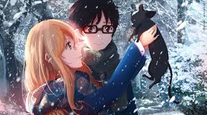 Anime guy with blonde hair and glasses. 348006 Black Eyes Black Hair Blonde Boy Cat Girl Glasses Kaori Miyazono Kousei Arima Scarf Snow Your Lie In April 4k Wallpaper Mocah Hd Wallpapers