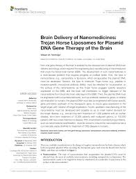 Check spelling or type a new query. Pdf Brain Delivery Of Nanomedicines Trojan Horse Liposomes For Plasmid Dna Gene Therapy Of The Brain