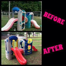 Repaint Little Tikes Play Set Before And After I Used Krylon Fusion Spray Paint Little Tikes Playground Little Tikes Makeover Little Tikes