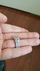 Rings On Hand Bridal Set Br561w Engagement Ring And Ladies Wedding Band Wedding Ring Trio Sets Trilogy Engagement Ring Three Stone Engagement Rings