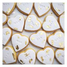 Rose Water Shortbread Wedding Favours Heart Shaped With Gold Leaf Cookie Wedding Favors Personalized Cookies Wedding Cookies