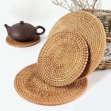 Đế lót ly, lót nồi bằng mây dùng làm phụ kiện trang trí chụp ảnh - Nai Decor