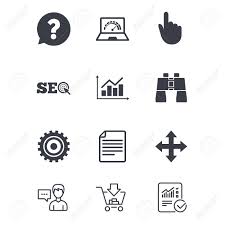 Internet Seo Icons Analysis Chart Page And Computer Signs
