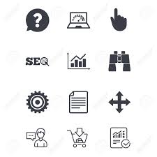 internet seo icons analysis chart page and computer signs