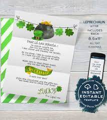 Pick a story from any category and fill in a word for each prompt. Leprechaun Letter Editable St Patrick S Day Note Lucky Irish Leprech