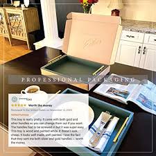Products backed by a lifetime guarantee—shop online today! Quality By Esther Decorative Tray With Gold Or Silver Handles Gray Tray Decorative Trays For Coffee Table Bathroom Vanity Tray Decor Tray Serving Tray Ottoman Tray Or Perfume Tray Pricepulse
