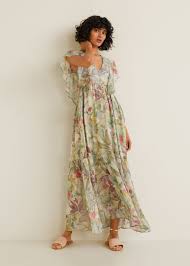 Flower Chiffon Dress Women Mango Usa Wedding Guest Dress Spring Wedding Guest Dress Tropical Print Dress